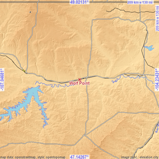 Topographic map of Wolf Point