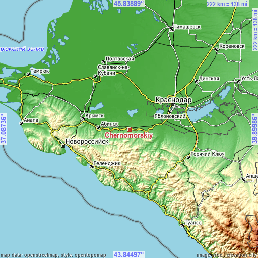 Topographic map of Chernomorskiy