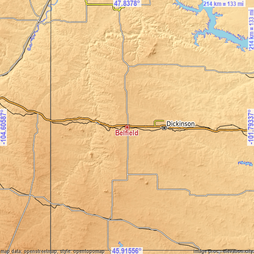 Topographic map of Belfield