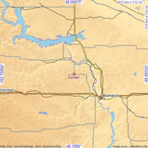 Topographic map of Center