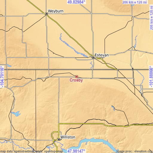 Topographic map of Crosby