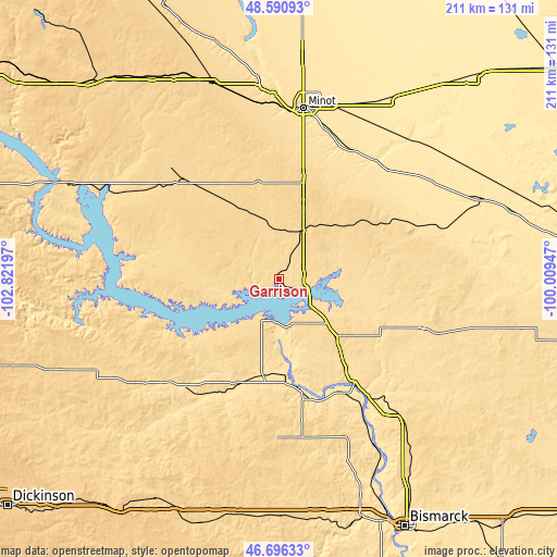 Topographic map of Garrison