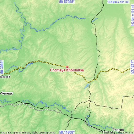 Topographic map of Chërnaya Kholunitsa