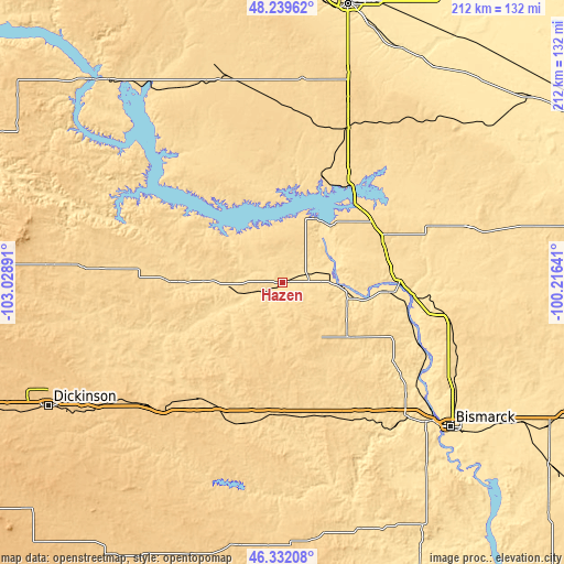 Topographic map of Hazen