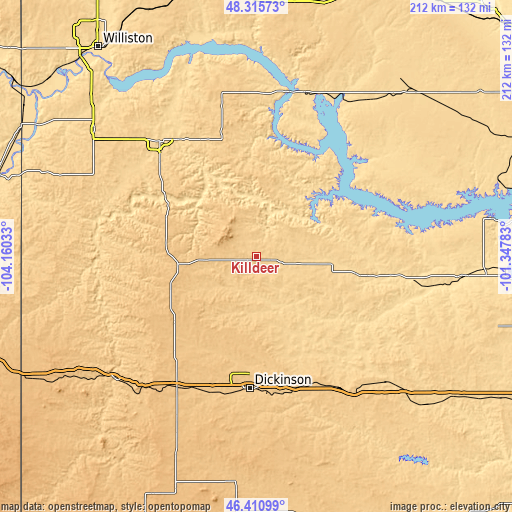 Topographic map of Killdeer