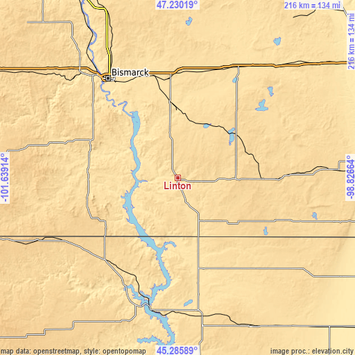 Topographic map of Linton