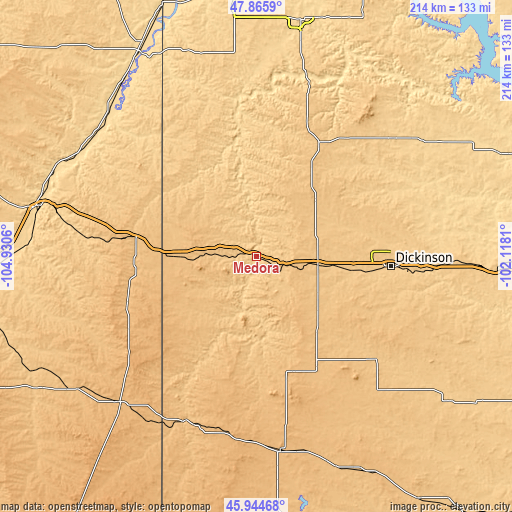 Topographic map of Medora