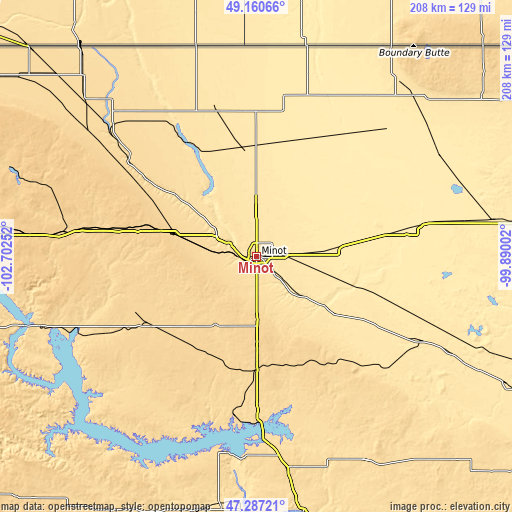 Topographic map of Minot