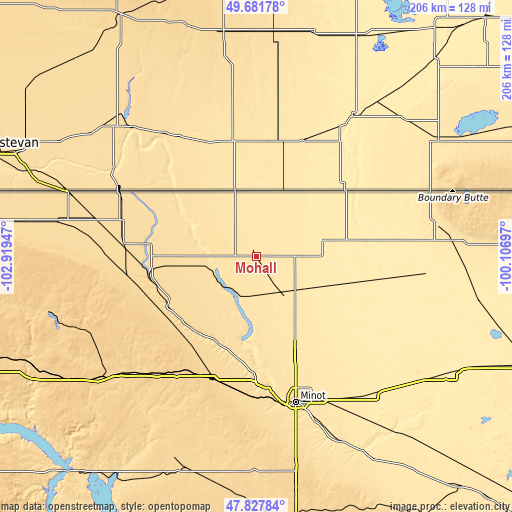 Topographic map of Mohall