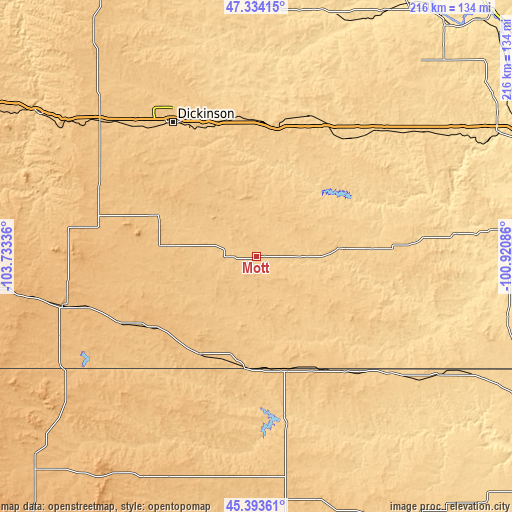 Topographic map of Mott