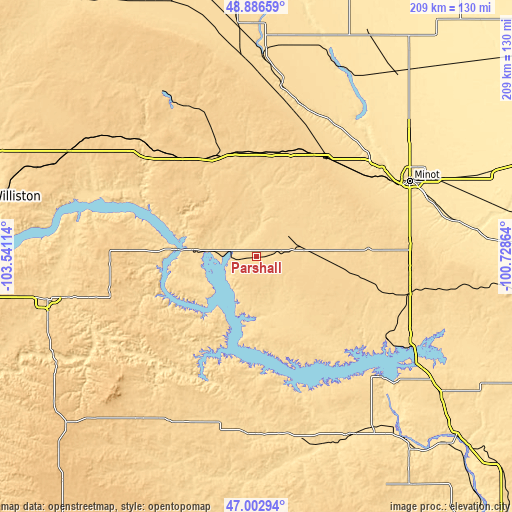 Topographic map of Parshall