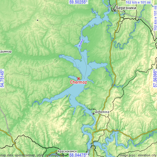 Topographic map of Chermoz