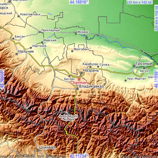 Topographic map of Chermen