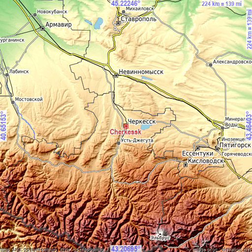 Topographic map of Cherkessk