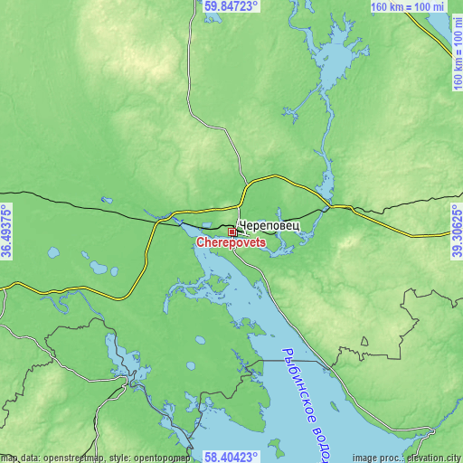 Topographic map of Cherepovets