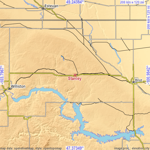 Topographic map of Stanley