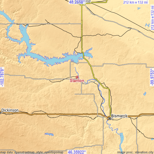 Topographic map of Stanton