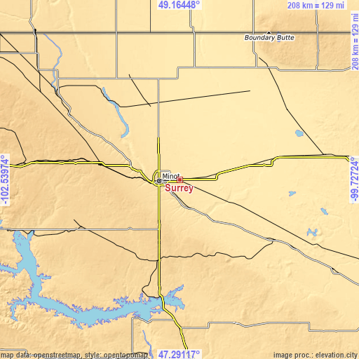 Topographic map of Surrey