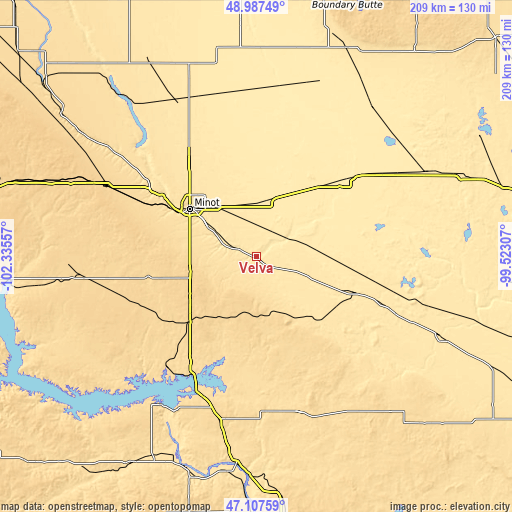 Topographic map of Velva