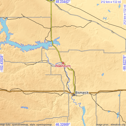 Topographic map of Washburn