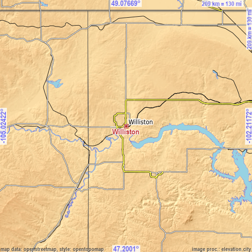 Topographic map of Williston