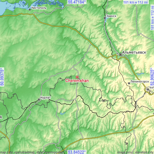 Topographic map of Cheremshan