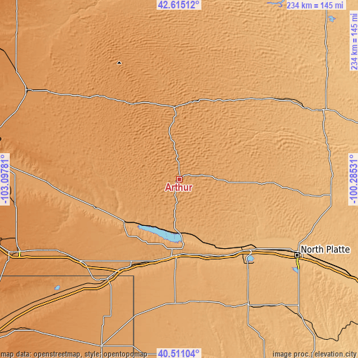 Topographic map of Arthur