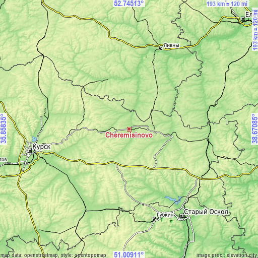Topographic map of Cheremisinovo