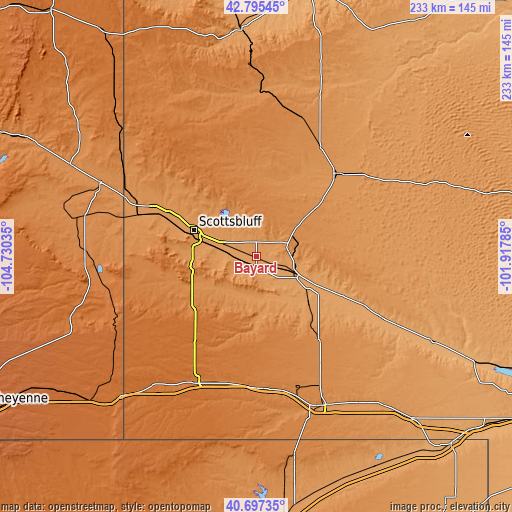 Topographic map of Bayard