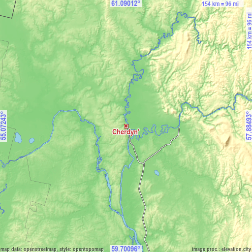 Topographic map of Cherdyn’