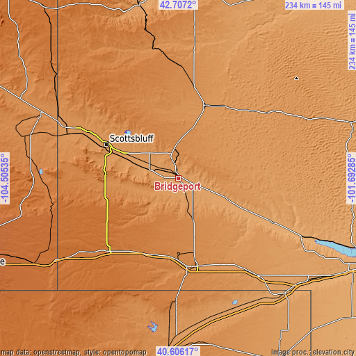 Topographic map of Bridgeport