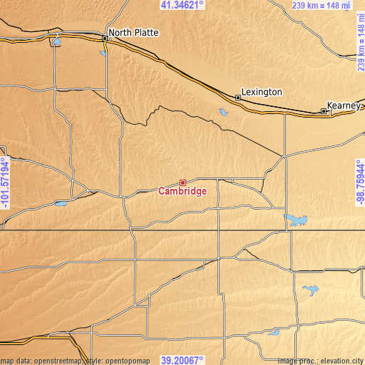 Topographic map of Cambridge