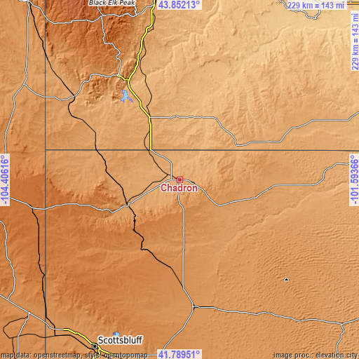 Topographic map of Chadron