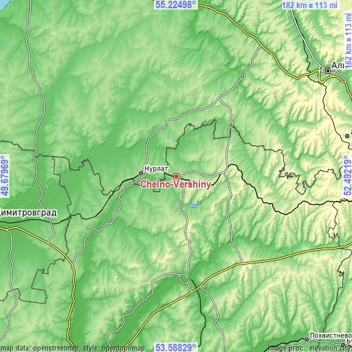 Topographic map of Chelno-Vershiny