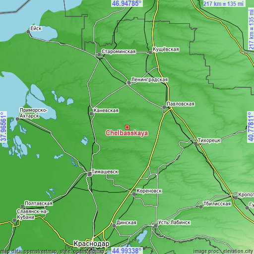 Topographic map of Chelbasskaya