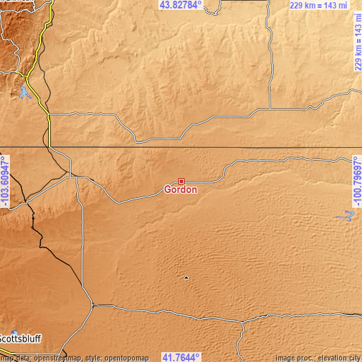 Topographic map of Gordon