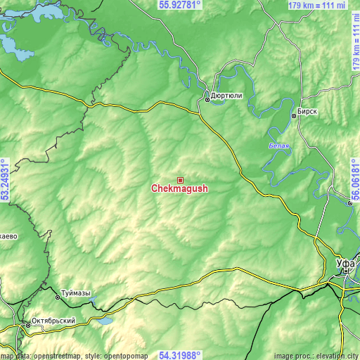 Topographic map of Chekmagush