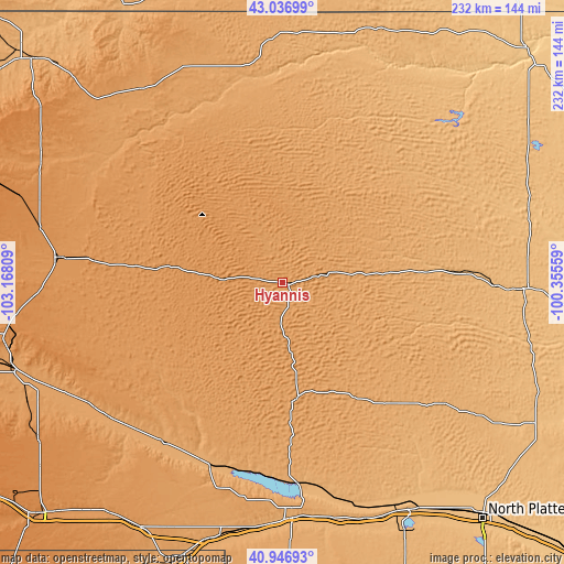 Topographic map of Hyannis