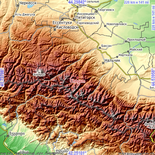 Topographic map of Chegem