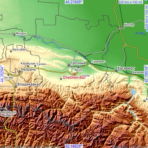 Topographic map of Chechen-Aul