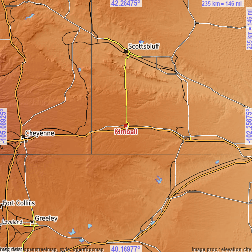 Topographic map of Kimball