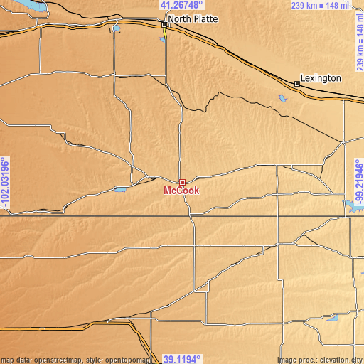 Topographic map of McCook