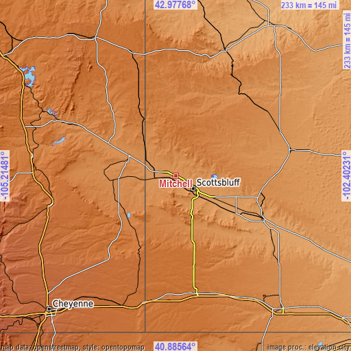 Topographic map of Mitchell