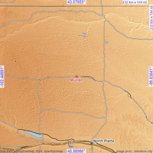 Topographic map of Mullen