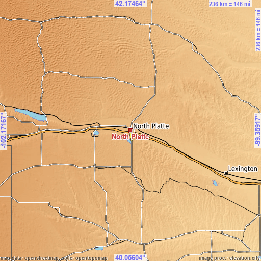 Topographic map of North Platte