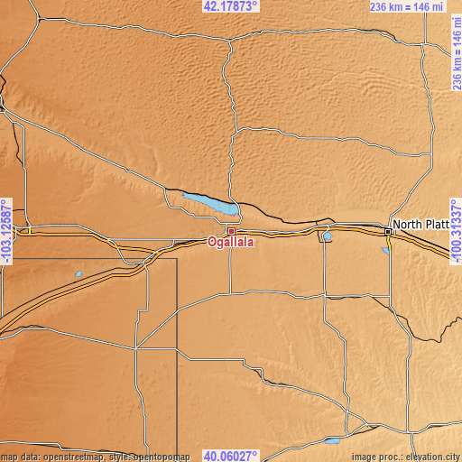 Topographic map of Ogallala