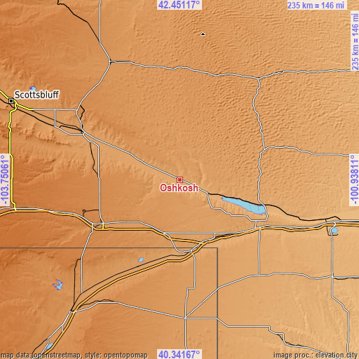 Topographic map of Oshkosh