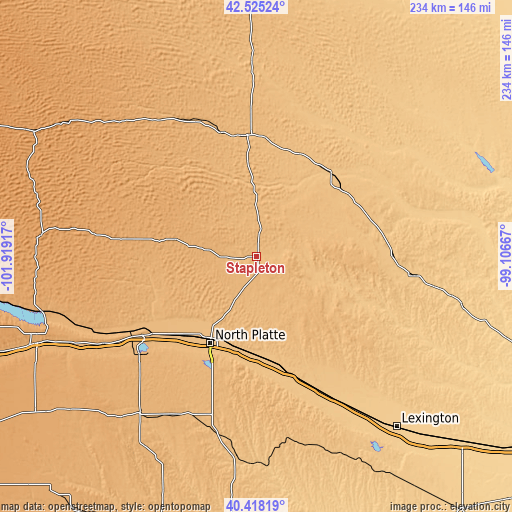 Topographic map of Stapleton