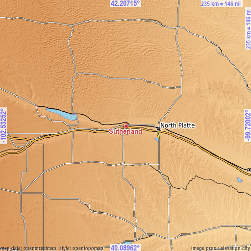 Topographic map of Sutherland