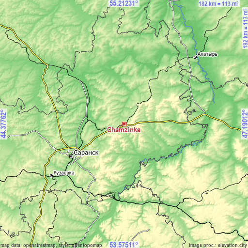 Topographic map of Chamzinka